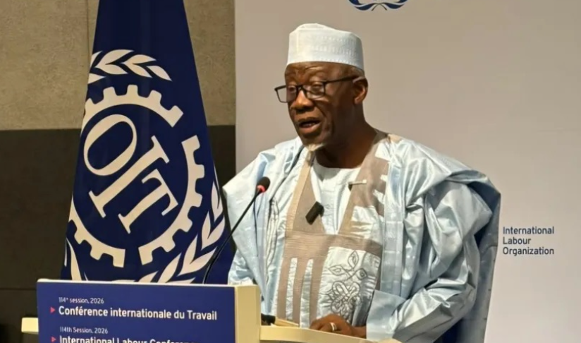 Nigerian delegation at the 114th International Labour Conference in Geneva discussing AI and the future of work